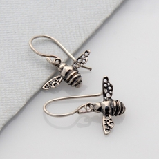 Mini Bee Earrings Silver-jewellery-The Vault