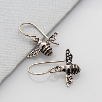 Mini Bee Earrings Silver