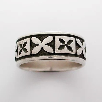 Double Tapa Flower Band Silver