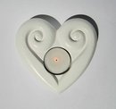 White Marble Candle Holder Koru Heart