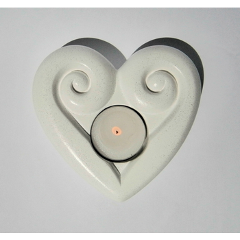 White Marble Candle Holder Koru Heart