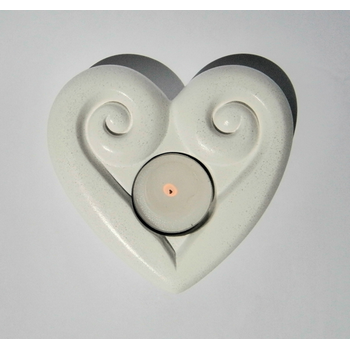 White Marble Candle Holder Koru Heart