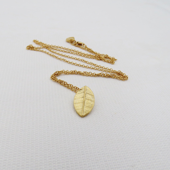 Leaf Charm Necklace Gold Plate