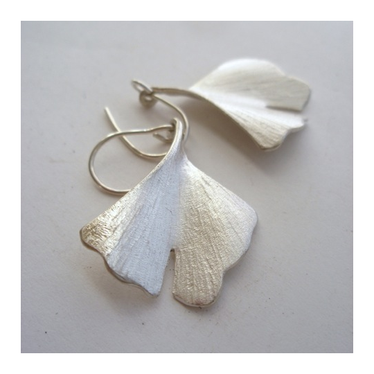 Silver Ginkgo Drop Earrings