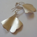 Silver Ginkgo Drop Earrings