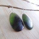 Pounamu Earrings Oval Silver Hooks 