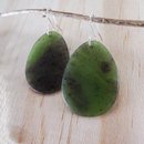 Pounamu Earrings Oval Silver Hooks 