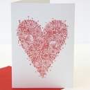 Illustrated Heart Card Red