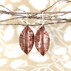 Largel Autumn Leaf Earrings Copper-jewellery-The Vault