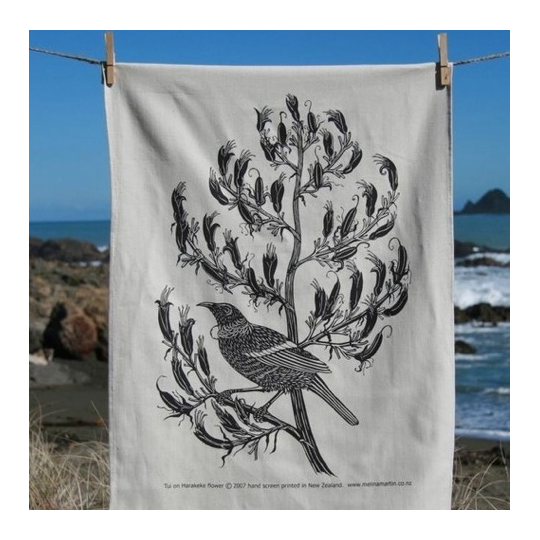 Tea Towel  Tui on Harakeke
