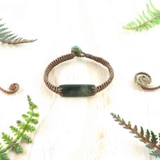 Small Pounamu Bracelet Light Brown Cord-jewellery-The Vault