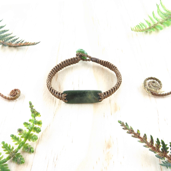 Small Pounamu Bracelet Light Brown Cord