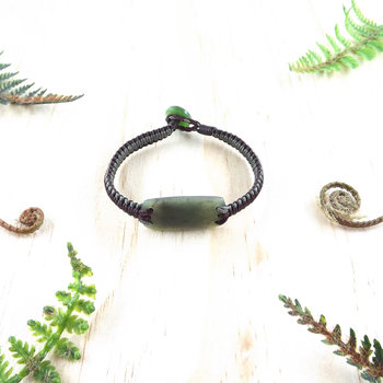 Pounamu Bracelet Multi Colour Brown Cord