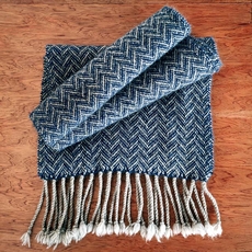 Possum Merino Scarf Blue Zig Zag-lifestyle-The Vault