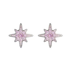 Starburst Studs Silver Pink CZ-jewellery-The Vault