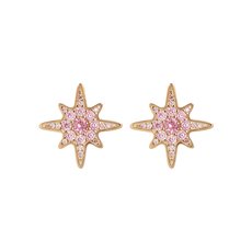 Starburst Studs Gold Plate Pink CZ-jewellery-The Vault