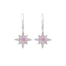 Starburst Huggie Silver Pink CZ