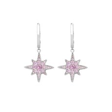 Starburst Huggie Silver Pink CZ-jewellery-The Vault