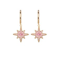 Starburst Huggie Gold Plate Pink CZ-jewellery-The Vault