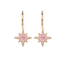 Starburst Huggie Gold Plate Pink CZ-jewellery-The Vault