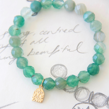 Aventurine Grounded Bracelet Gold Plate