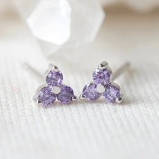 Birthstone Studs February Silver-jewellery-The Vault