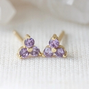 Birthstone Studs February Gold Plate