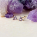 Birthstone Studs February Gold Plate