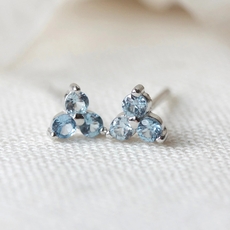 Birthstone Studs March Silver-jewellery-The Vault