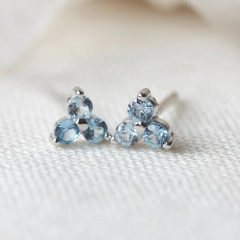 Birthstone Studs March Silver