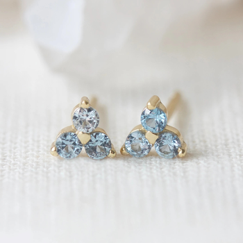 Birthstone Studs March Gold Plate