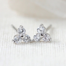 Birthstone Studs April Silver-jewellery-The Vault