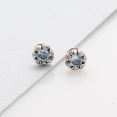 Bloom Studs Blue Topaz-jewellery-The Vault