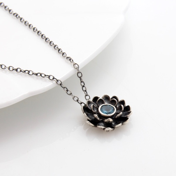 Chrysanthemum Necklace Blue Topaz