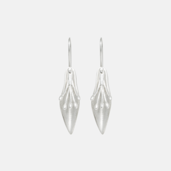Clematis Petal Silver French Hooks Earrings