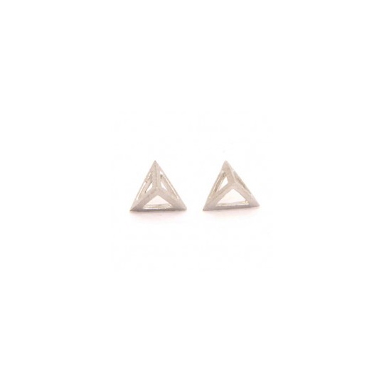 Sml Triangular Prism Studs-Silver