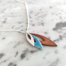 Three Leaf Pendant Silver Blue Copper