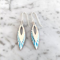 Double Abstract Leaf Earrings Stripes-jewellery-The Vault