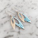 Double Abstract Leaf Earrings Stripes