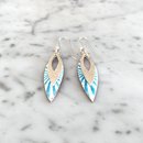 Double Abstract Leaf Earrings Stripes