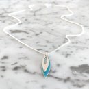 Double Abstract Leaf Pendant Silver Blue
