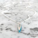 Double Abstract Leaf Pendant Silver Blue