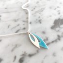 Double Abstract Leaf Pendant Silver Blue