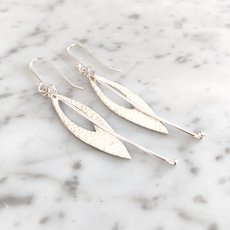 Silver Leaf w Silver Stem Earrings-jewellery-The Vault