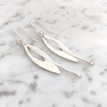 Silver Leaf w Silver Stem Earrings