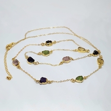 Multi Gemstone Necklace Gold Plate-jewellery-The Vault