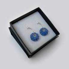 Glass Kina Hoop Earrings Sea Blue-jewellery-The Vault