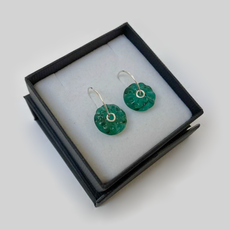 Glass Kina Hoop Earrings Sea Green-jewellery-The Vault