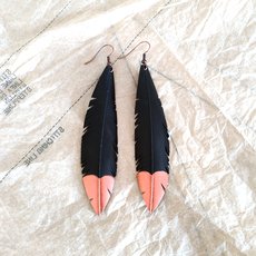 Feather Earrings Medium Copper Tips-jewellery-The Vault