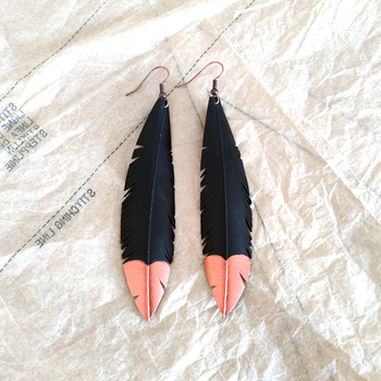 Feather Earrings Medium Copper Tips